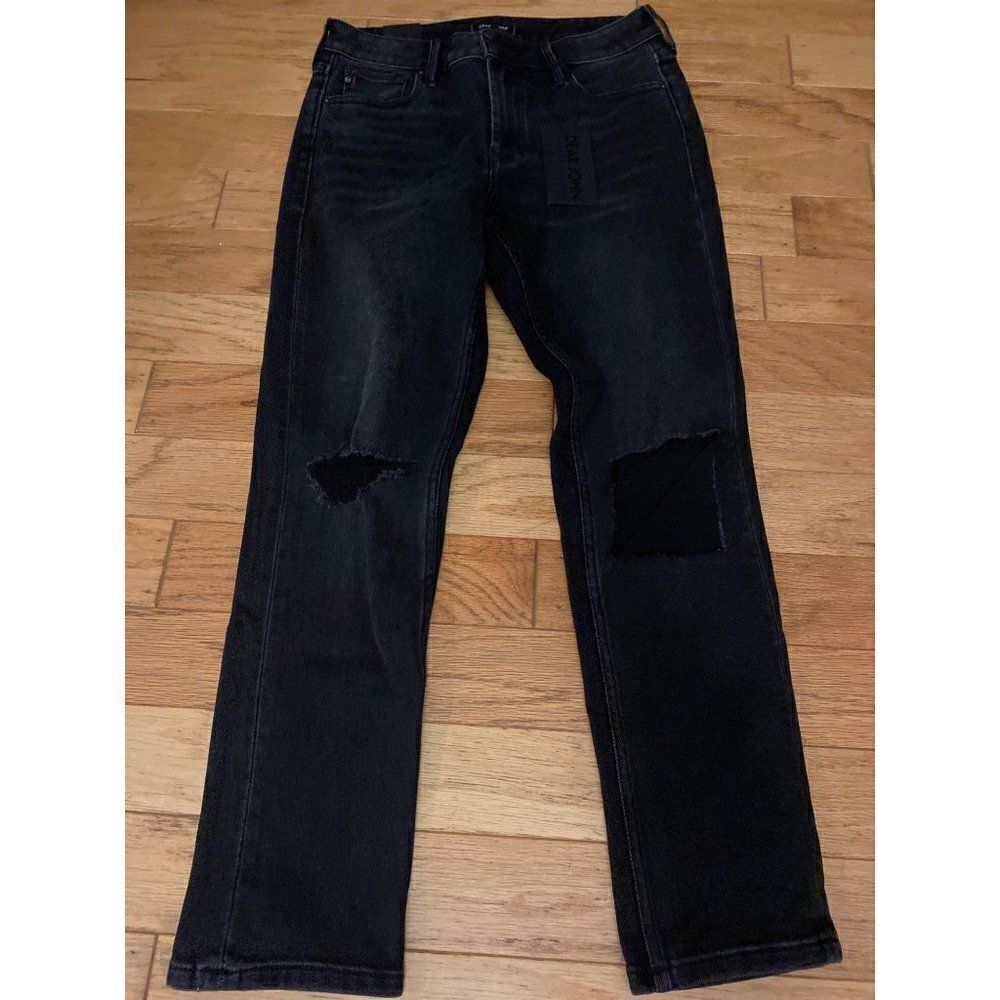 NWT Dear John, women's Aiden Girlfriend, black, distressed ripped knees jeans 27